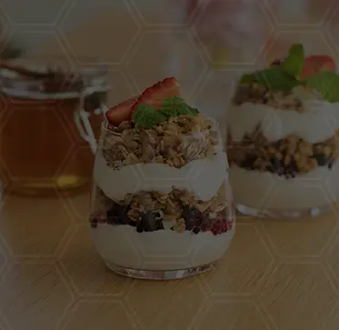 Parfait with honey layers.